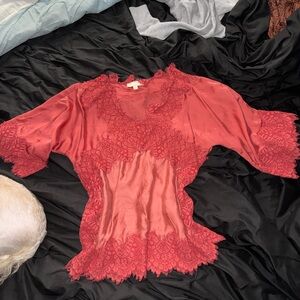Moulinette Souers Red Lace Parisian Blouse